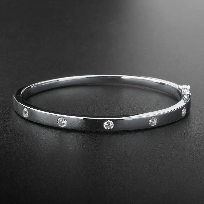 fine brand jewelry plain 925 sterling bangles plated 18k gold diamond cubic zirconia minimalism silver925 cz bracelet for woman