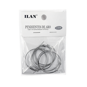 Orecchini a Cerchio Ilan 30mm Colore Argento Confezione da 6 Pezzi - Product Image 1