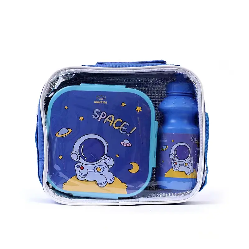 Contenants alimentaires Offres Spéciales Boîte à bento pour enfants Dinosaur Dream Space Boîte à lunch pour enfants avec sac et bouteille