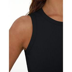 Personalizado 2025 verano moda reina mujer acanalado camisetas sin mangas transpirable sin mangas cuello alto entrenamiento playa vacaciones trajes - Product Image 3