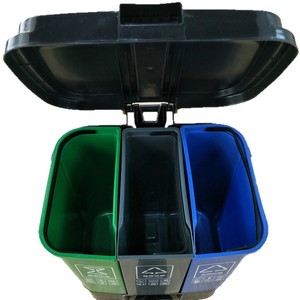 Poubelle à pédale à trois compartiments de 50 L, grande taille, poubelle à pédale en plastique pour restaurants et hôtels, vente en gros disponible - Product Image 5