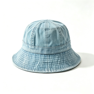 Vintage Washed <b>Light</b> Denim Unisex Bucket <b>Hat</b> Soft Distressed Wide Brim Sun Protection Casual Streetwear Spring Summer Laminated - Product Image 6