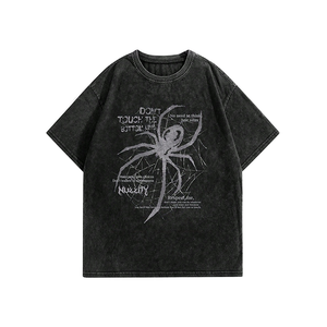 T-shirt graphique noir délavé, streetwear vintage, surdimensionné, logo imprimé personnalisé, coton lourd, délavé, charbon de bois, T-shirt pour homme - Product Image 1