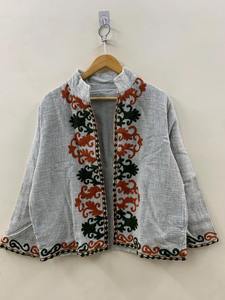 Streetwear unisexe veste courte et faite à la main veste de broderie Suzani vêtements d'hiver veste pour femmes manteau - Product Image 4