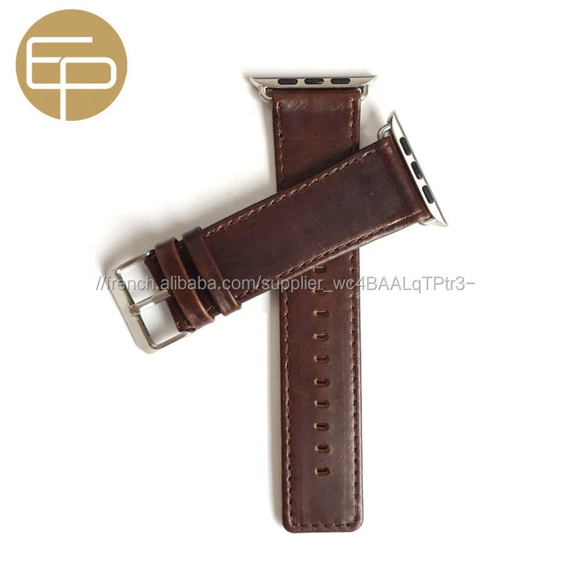 personnalisées rapide brun queue carrée d'huile vintage en cuir véritable bracelet de montre pour Apple Montre 38 40 42 44mm