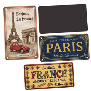Aimants de réfrigérateur en aluminium imprimés UV, durables, <span class=keywords><strong>France</strong></span> Paris, autocollant de réfrigérateur, <span class=keywords><strong>plaque</strong></span> métallique résistante à la décoloration, cadeau, article promotionnel - Product Image 1