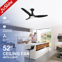 Ventilateur de plafond intelligent 1stshine de 52 pouces, design moderne professionnel, montage encastré, fabrication directe, efficace pour la maison intelligente, avec éclairage LED