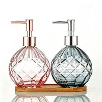 Flacon pompe en verre de luxe 380 ml à épaule inclinée pour cosmétiques vides, lotion, shampoing, savon liquide pour hôtels