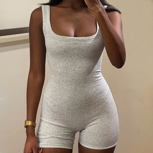 Mono Deportivo para Mujer, Tirantes Anchos, Cuello Cuadrado, Body Atlético, Color Sólido, Mono Informal para Yoga, Estilo Minimalista - Product Image 1