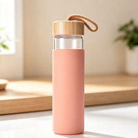 Bouteille d'eau en verre borosilicate avec logo personnalisé, couvercle en silicone, écologique et recyclable, avec échelle de temps