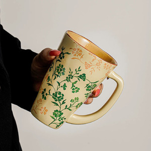 Taza de Cerámica Floral Retro Exquisita al por Mayor, Taza de Café Latte de Gran Capacidad, Taza de Porcelana Vintage con Flores - Product Image 3