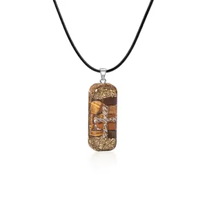 Orgone Pendant With Cross - Energy Necklace With Tiger Eye Crystals For Healing Chakra Reiki Energy Quartz Mens Jewelry For Men