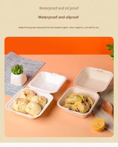Contenedor de Alimentos Biodegradable de Bagazo Personalizado para Refrigerador, Apto para Microondas, Desechable, para Llevar con Tapa - Product Image 3