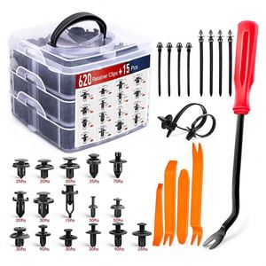 635 pièces/boîte, 24 types de clips de fixation en plastique pour voiture, ensemble de rivets de retenue à pousser pour carrosserie, pare-chocs, garnitures de porte et panneaux - Product Image 1
