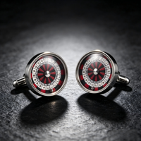 Boutons de manchette fantaisie en forme de roulette rotative, plaqués argent, pour chemise, accessoires de costume pour homme, mariage, affaires, cadeau