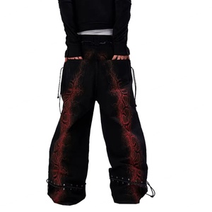 Pantalones Cargo Anchos de Estilo Gótico Punk con Estampado de Serpiente Negra y Roja para Hombre, con Cordón Ajustable, Venta al por Mayor - Product Image 4