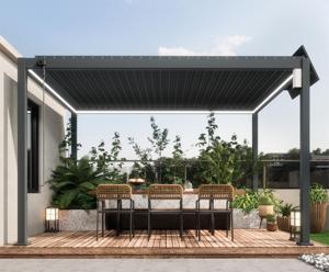 Venta al por mayor todas las estaciones pabellón impermeable Louvre personalizado al aire libre panel <span class=keywords><strong>solar</strong></span> fotovoltaico pérgola de aluminio pérgola F - Product Image 5