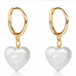 Boucles d'oreilles en argent sterling 925 <span class=keywords><strong>de</strong></span> haute qualité en forme <span class=keywords><strong>de</strong></span> cœur avec perle d'eau douce, jolies boucles d'oreilles à clous, bijoux tendance pour les fêtes, Noël, usage quotidien - Product Image 1