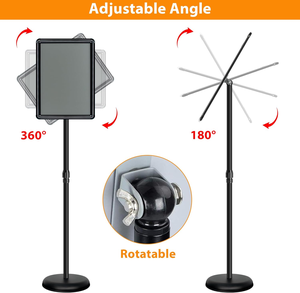 Soporte de póster A4 ajustable Soporte de señal de exhibición de marco a presión Soporte de menú de metal duradero Soporte de exhibición de piso ajustable en altura - Product Image 4