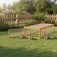 Grande maison pour animaux de compagnie en bois massif avec enclos de course, nichoir de luxe écologique pour lapins avec plateau amovible et rampe pour jardin