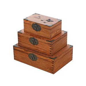 Juego de Cajas de Almacenamiento de Madera Retro con Cerradura, Caja Rectangular para Joyas, para Uso en el Hogar o Escritorio - Product Image 1