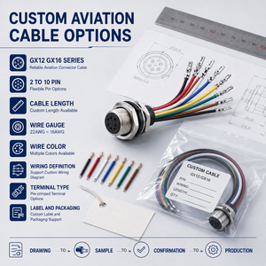 Câble Connecteur Aviation GX12 GX16 2 à 10 Broches Étanche Mâle Femelle Montage sur Panneau Fiche Circulaire Faisceau de Câbles Électriques OEM ODM - Product Image 4