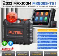 Autel MaxiCOM MK808S-TS MK808Z-TS TPMS outil de réapprentissage prise en charge des fonctions de programmation des capteurs et de test de batterie PK MK808S/Mk808Z