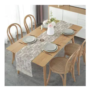 Klassischer Tisch läufer Design Schwarz-Weiß Diamond Weave Cotton Table Runner