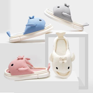 StepGrace achète des pantoufles d'animaux de requin, pantoufles mignonnes en coton pour femmes et hommes, chaussures chaudes à plateforme pour la famille à l'intérieur - Product Image 2
