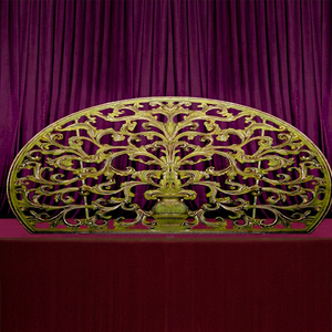 Panneau de fond doré sculpté pour mariage musulman, toile de fond demi-lune, panneau d'arrière-plan en Fiber naturelle indienne, royaume-uni - Product Image 1