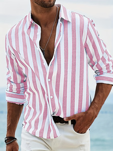 Camicia da Uomo di Qualità con Maniche Lunghe, Moda a Righe Verticali Bianche <span class=keywords><strong>e</strong></span> Nere, Taglie Grandi - Product Image 3