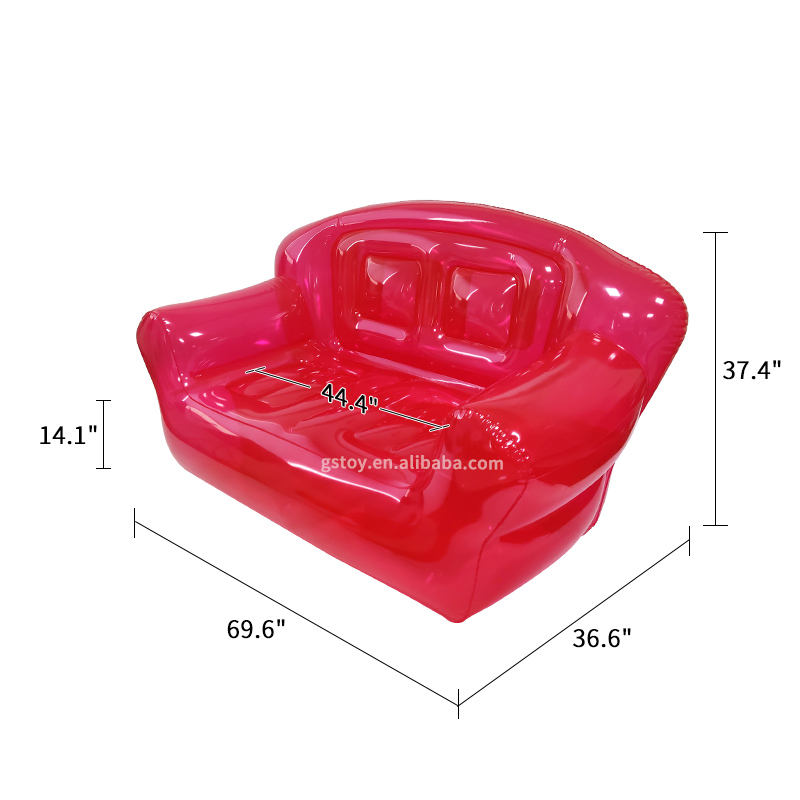 Transparent pink Inflatable Lounger air Sofa Double Chairs for Outdoor and  Indoor