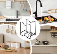 Support de planche à découper en métal et organiseur de vaisselle multifonctionnel pour comptoir de cuisine avec égouttoir