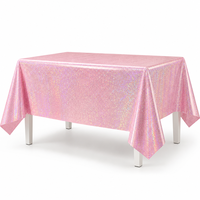 Nappe en PEVA rose vif scintillante, imperméable, jetable, rectangulaire, en plastique, pour dîner de Noël, banquet, fête