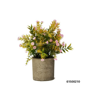 Petit Bonsaï Artificiel, Herbe Artificielle, Romarin, Ruscus, Gypsophile <span class=keywords><strong>en</strong></span> PE, Plantes <span class=keywords><strong>en</strong></span> <span class=keywords><strong>Pot</strong></span> <span class=keywords><strong>Rose</strong></span> Écologiques 22cm, Centre <span class=keywords><strong>de</strong></span> Table pour la Maison - Product Image 1