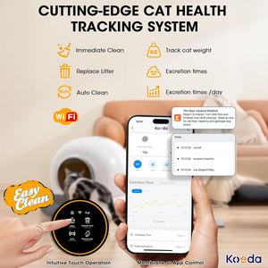 مرحاض <span class=keywords><strong>Cat</strong></span> أوتوماتيكي كبير للغاية يتم التحكم فيه بالتطبيق مع تنظيف ذاتي ذكي بسعة 10 مادة بلاستيكية سهلة التنظيف - Product Image 3