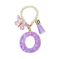 Violet 26 lettres papillon frangé étoile Sequin pendentif tasse chaîne mignon sac à dos tasse d'eau pendentif porte-clés