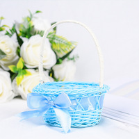 Mini panier à fleurs rond en rotin tressé, style moderne et minimaliste, pour fleurs artificielles et plantes succulentes