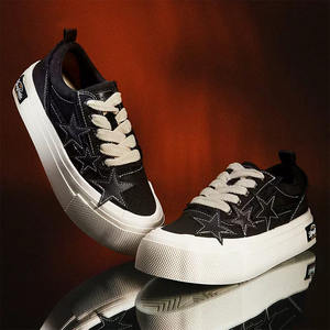 Thick <b>Platform</b> Canvas Sneakers Multi Color Star Patch Fringe Edge Chunky Rope Lace Casual Board <b>Shoes</b> Spring Autumn Summer - Product Image 2