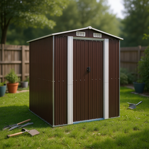 Casetta da Giardino in Acciaio Zincato Marrone Scuro 75.6x75.2x87.8 per Uso Esterno - Product Image 2