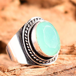925พลอยพลอยเพชรทรงรีสีเงินแหวนแต่งงานควาคาลซิโดนีสีทึบสำหรับงานเลี้ยงครบรอบขายส่ง - Product Image 2