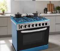 Cuisinière à gaz autonome de 30 pouces avec 6 brûleurs et four, en acier inoxydable, avec brûleurs en laiton, pour usage domestique