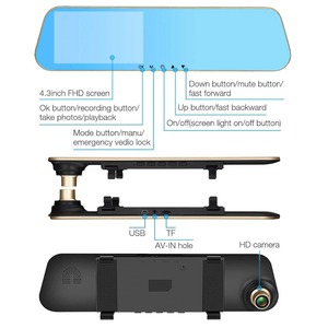 Zimtop carcam hd 4,3 pulgadas full hd 1080 p hd 720 p vehículo blackbox cámaras dual espejo retrovisor de coche dvr - Product Image 6