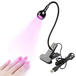 Led Lampu Ultraviolet Clip-On Fleksibel Tabung Logam Lampu UV USB Mini UV Gel Menyembuhkan Cahaya Lampu Meja Pengering Kuku untuk DIY Nail Art