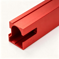Custom CNC Milling Aluminum Extrusion Profile,.Red Anodized U-Groove Aluminum Bar for Automation Equipment
