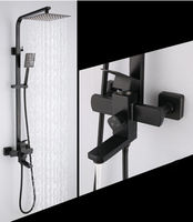 Colonne de douche intelligente moderne 8 pouces en laiton noir mat, garantie 5 ans, vente en gros usine, ensemble 5 pièces avec jets de pluie pour hôtel