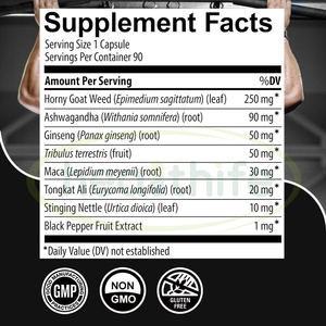 Epimedium Maca Tribulus Terrestris Ashwagandha Zwarte Peper Tongkat Ali Brandnetel Panax Ginseng <span class=keywords><strong>Capsules</strong></span> - Product Image 2
