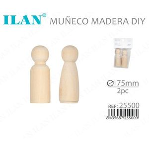 Set di 2 Bambole in Legno Ilan da 75mm per Artigianato Fai-da-Te - Product Image 2