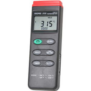 TECPEL DTM-315 เครื่องวัดอุณหภูมิแบบดิจิตอลพร้อมหัววัดเทอร์โมคัปเปิลชนิด K สำหรับอุตสาหกรรม  ช่องเดียว -200~1300 องศาเซลเซียส  วัสดุพลาสติก - Product Image 1