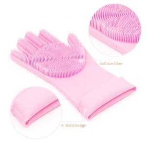 Gants de toilettage pour animaux de compagnie, épaisseur moyenne, résistants à la chaleur, en silicone, pour le bain des chiens et des chats, avec une conception améliorée à cinq doigts pour le massage - Product Image 4